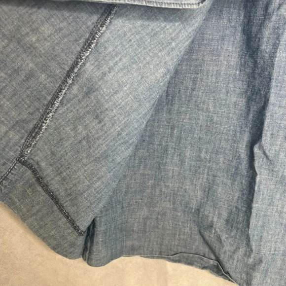 J Crew Denim Chambray Front Slant Ruffle 100% Cotton Pencil Skirt Sz 4 - Picture 4 of 8